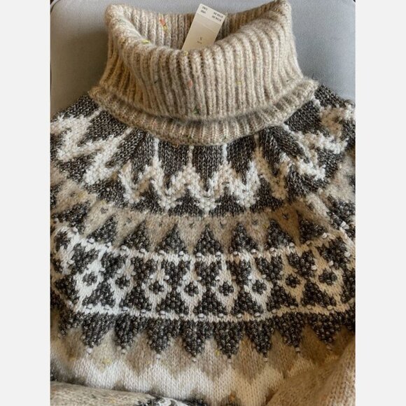 NWT Anthropologie Pilcro Ribbed Turtleneck Sweater Fair Isle Size S - Picture 7 of 11